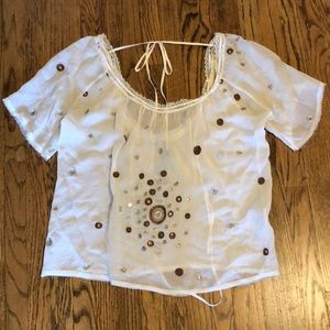 Poleci beautiful silk embroidered top